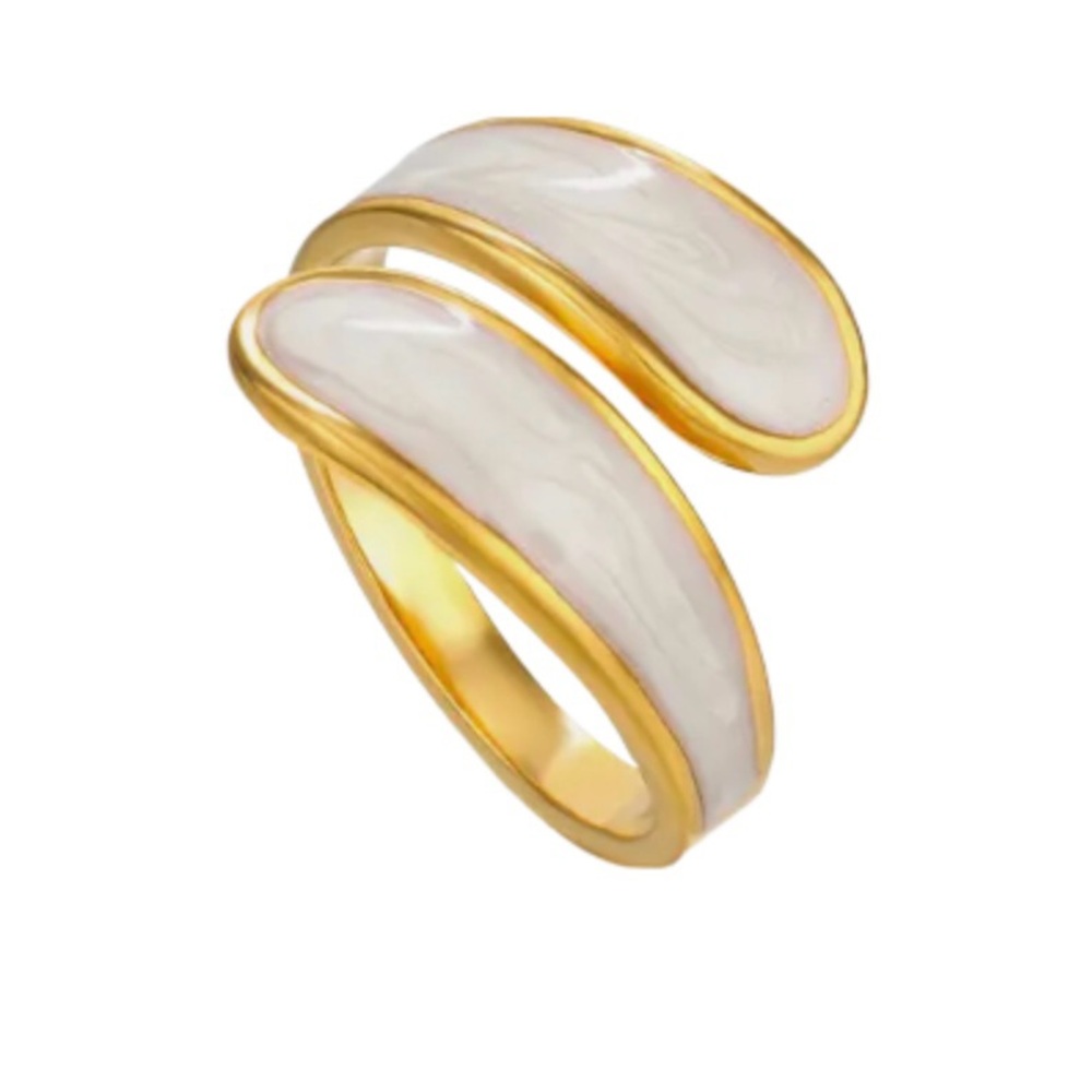 White and Gold Wrap Lux Ring Stainless Steel